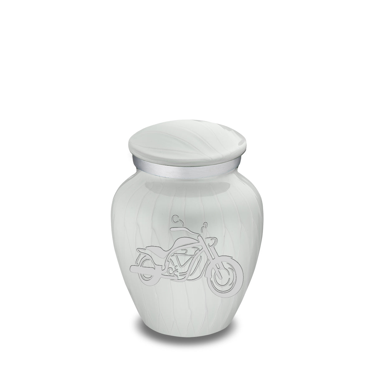 Keepsake Embrace Pearl White Motorcycle Cremation Urn