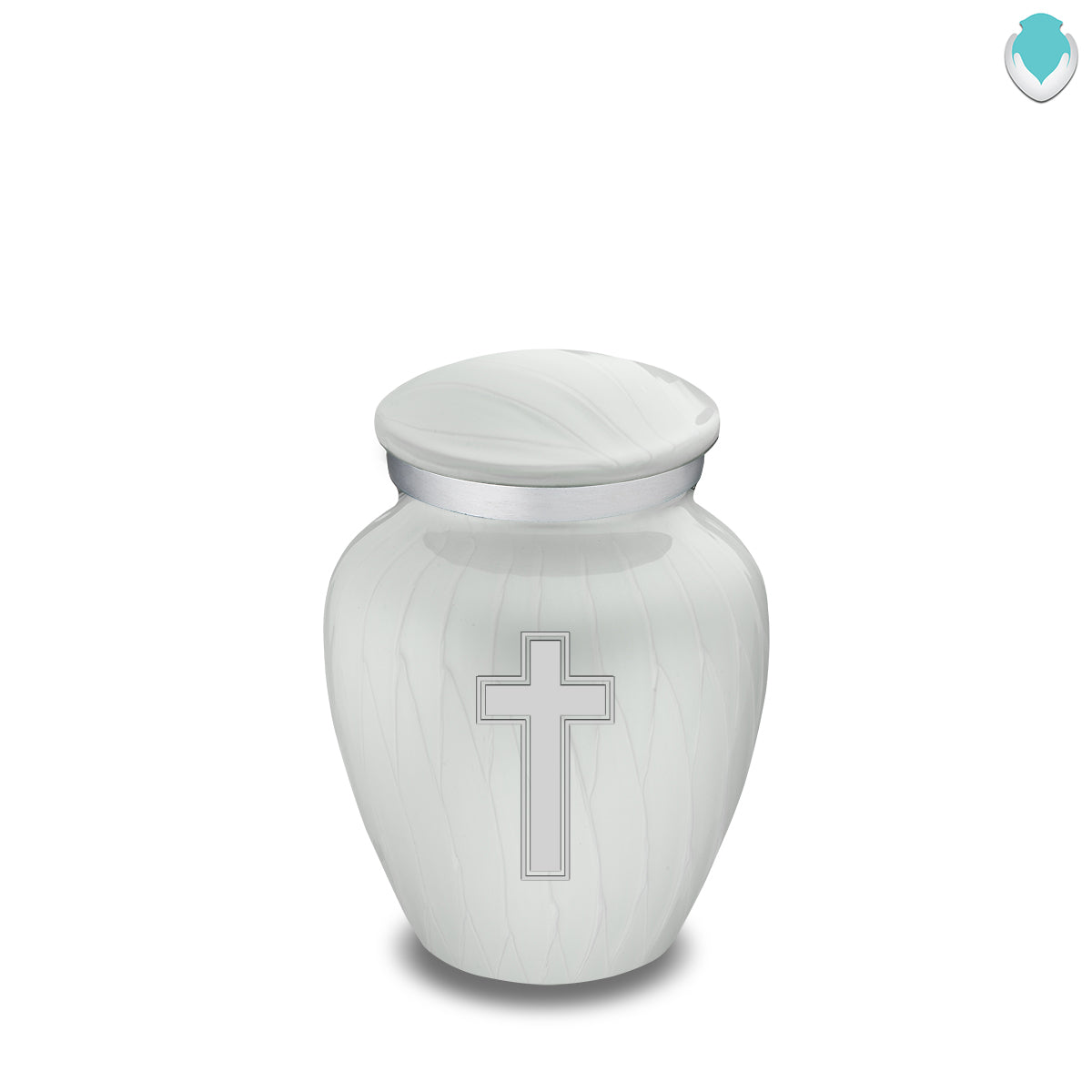 Keepsake Embrace Pearl White Simple Cross Cremation Urn