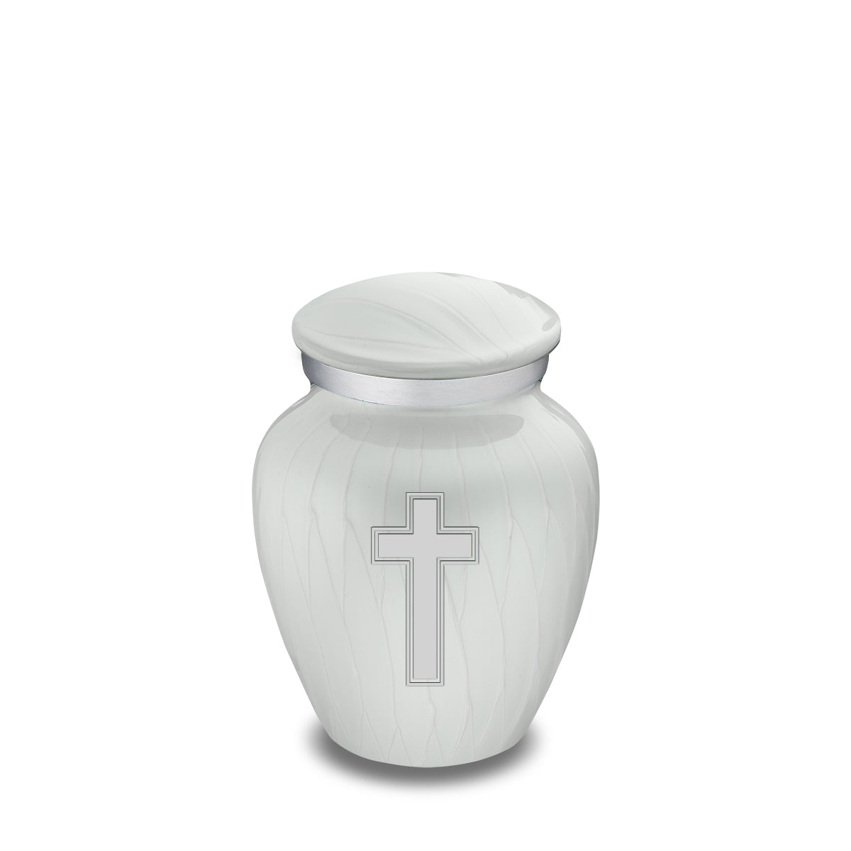 Keepsake Embrace Pearl White Simple Cross Cremation Urn