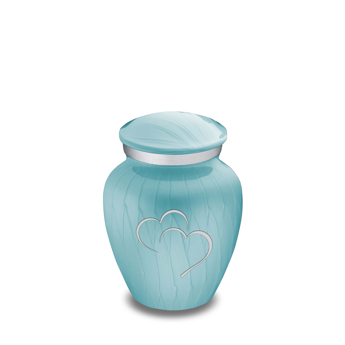 Keepsake Embrace Pearl Light Blue Hearts Cremation Urn