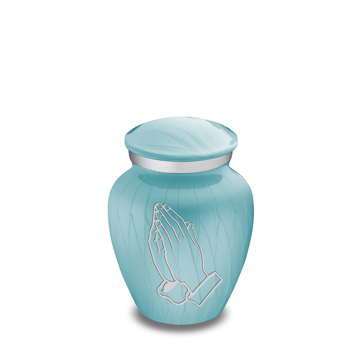 Keepsake Embrace Pearl Light Blue Praying Hands Cremation Urn