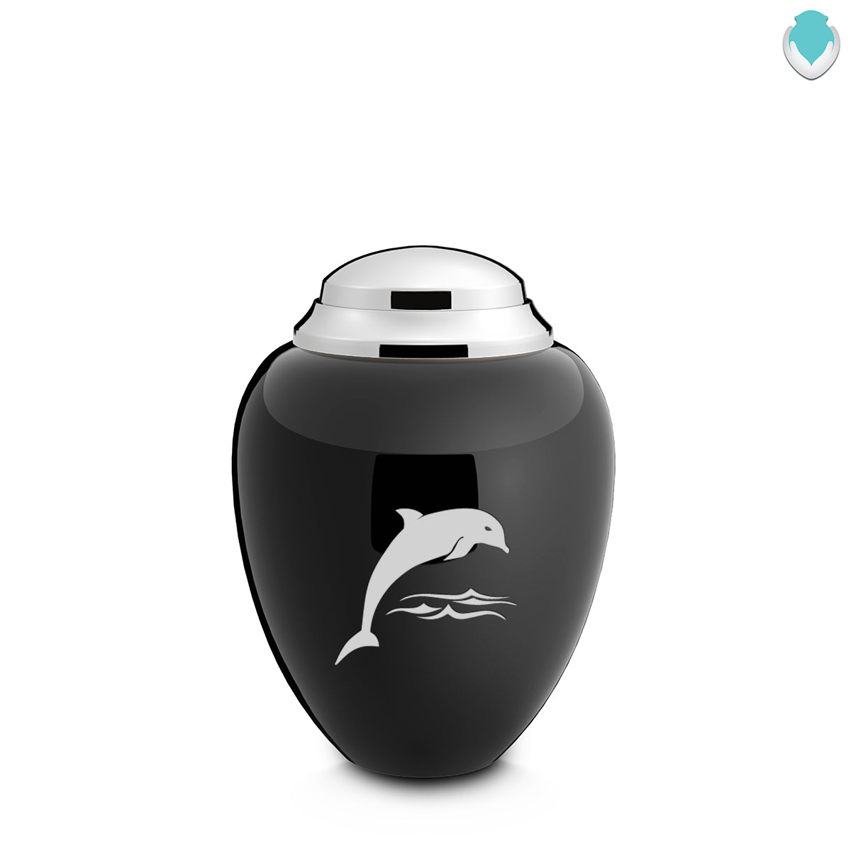 Keepsake Tribute Black and Shiny Pewter Dolphin Cremation Urn