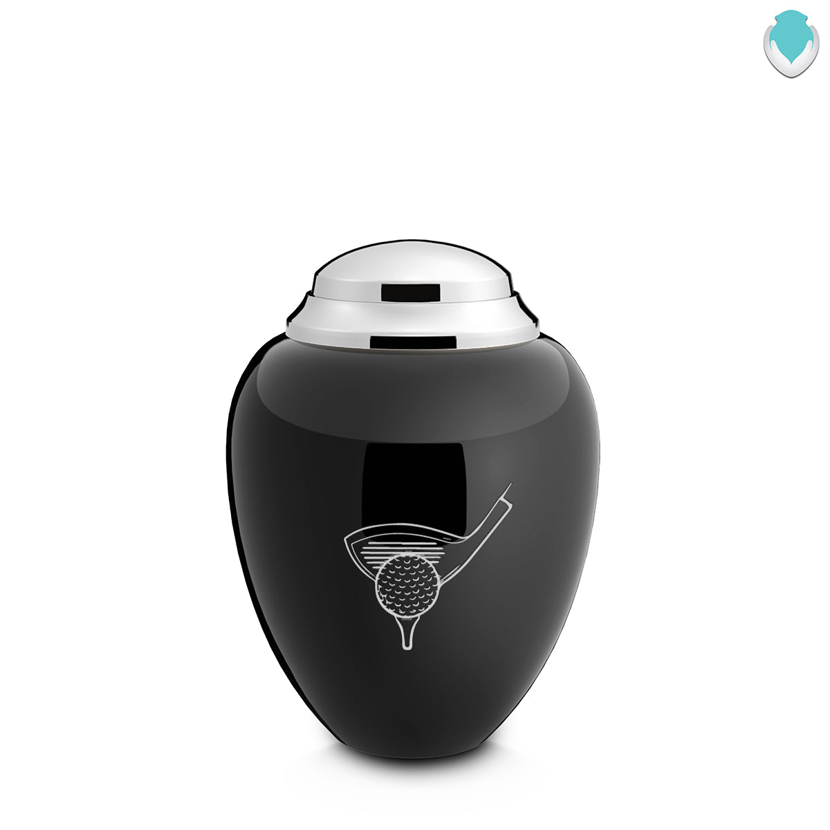 Keepsake Tribute Black and Shiny Pewter Golf Cremation Urn