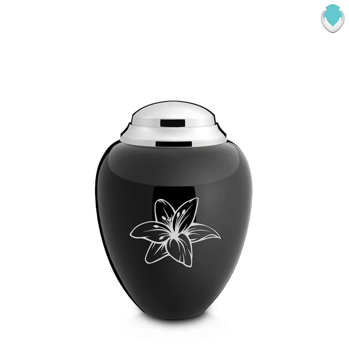 Keepsake Tribute Black and Shiny Pewter Lily Cremation Urn