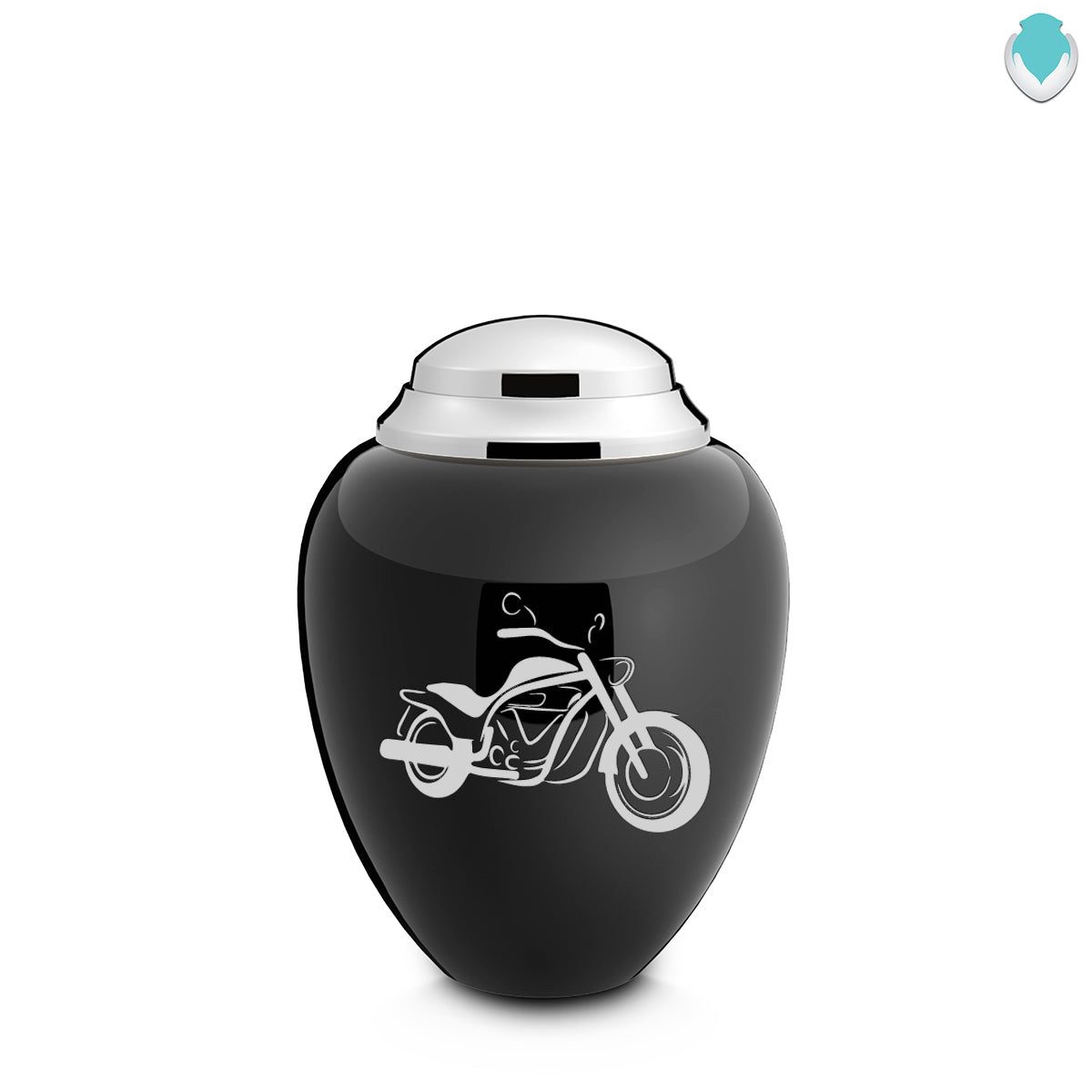 Keepsake Tribute Black and Shiny Pewter Motorcycle Cremation Urn