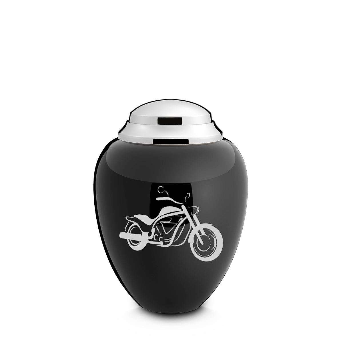 Keepsake Tribute Black and Shiny Pewter Motorcycle Cremation Urn