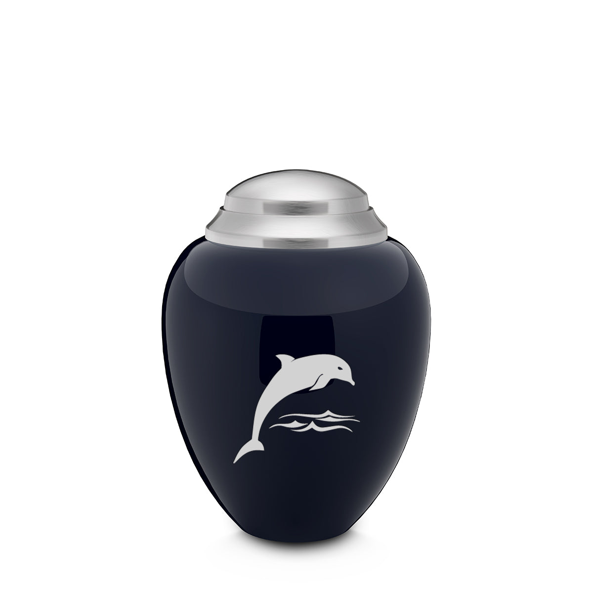 Keepsake Tribute Navy and Brushed Pewter Dolphin Cremation Urn