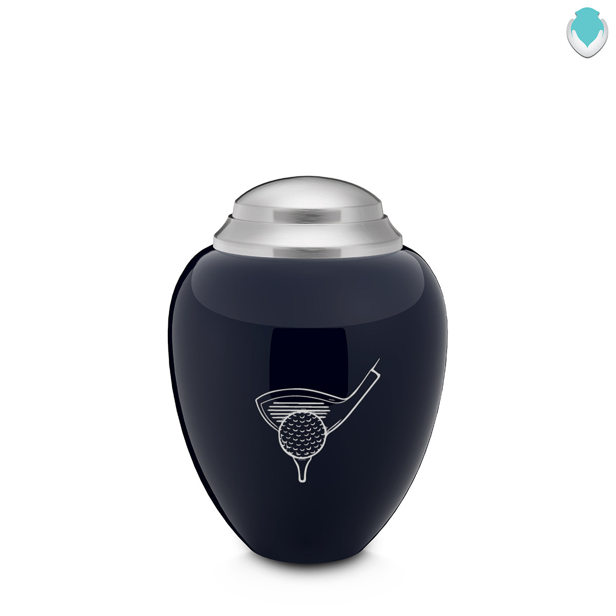 Keepsake Tribute Navy and Brushed Pewter Golf Cremation Urn