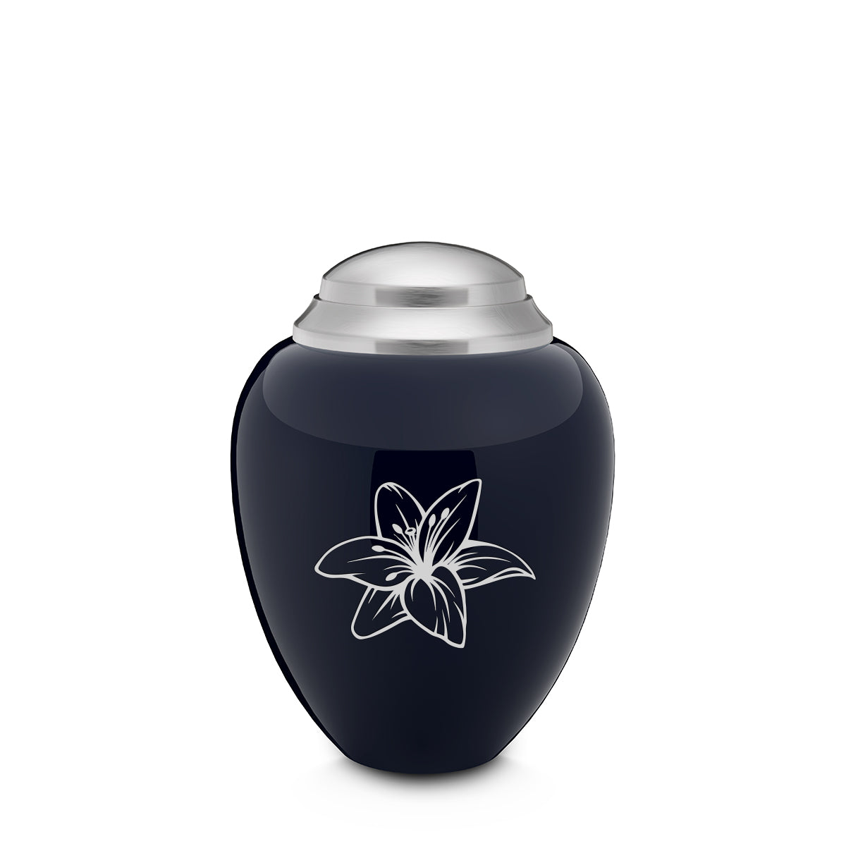 Keepsake Tribute Navy and Brushed Pewter Lily Cremation Urn