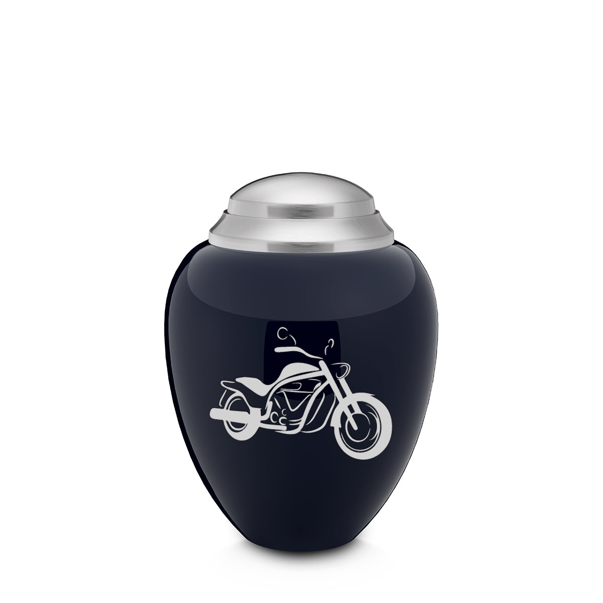 Keepsake Tribute Navy and Brushed Pewter Motorcycle Cremation Urn