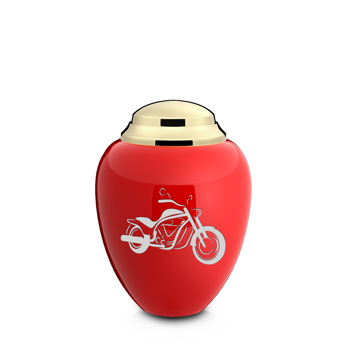 Keepsake Tribute Red and Shiny Brass Motorcycle Cremation Urn