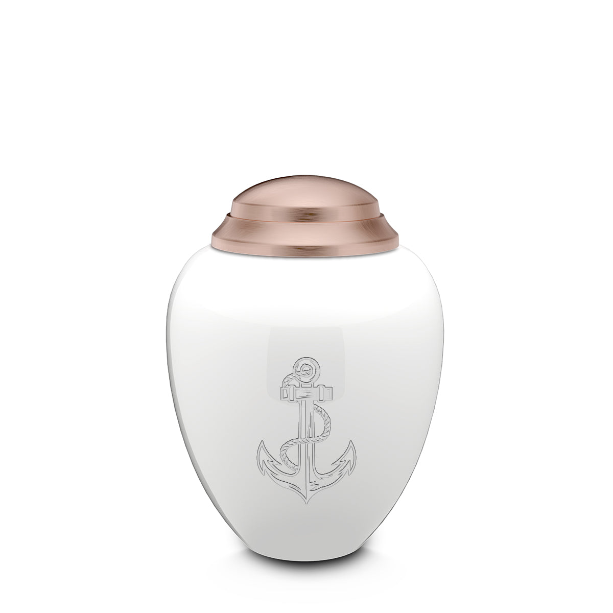 Keepsake Tribute White and Rose Gold Anchor Cremation Urn