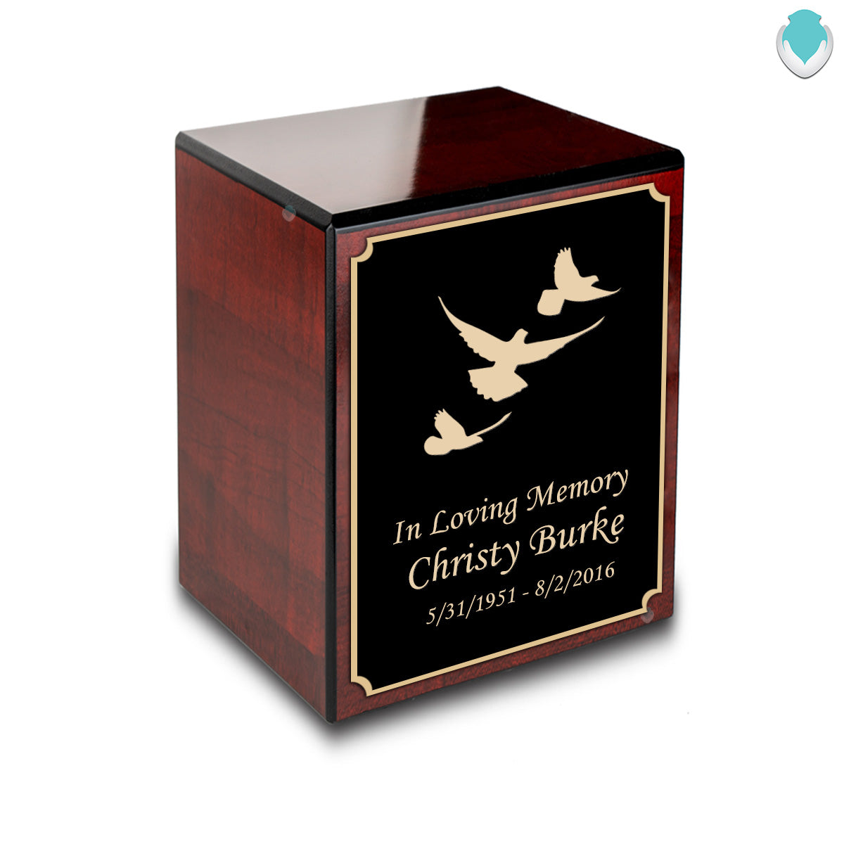 Custom Engraved Heritage Cherry Small Cremation Urn Memorial Box for Ashes