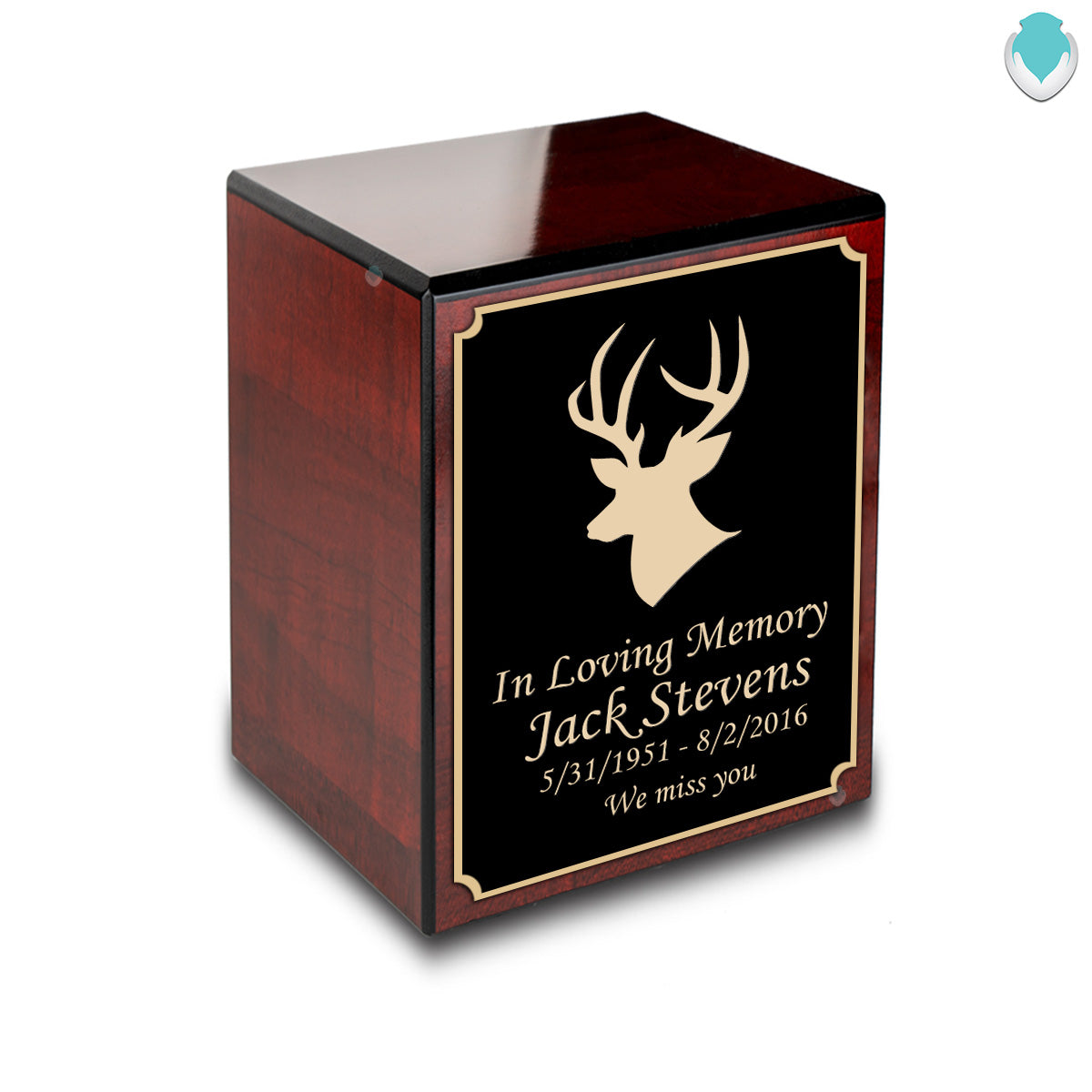 Custom Engraved Heritage Cherry Small Cremation Urn Memorial Box for Ashes