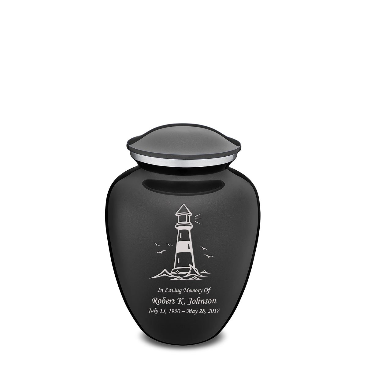 Medium Embrace Charcoal Lighthouse Cremation Urn
