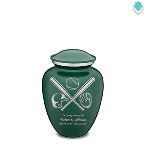 Medium Embrace Green Baseball Cremation Urn