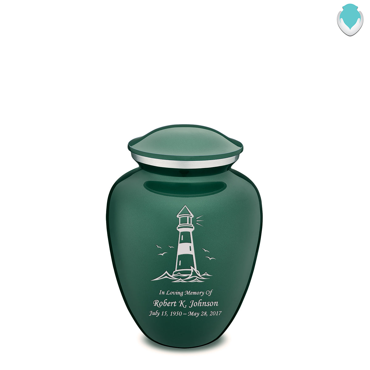Medium Embrace Green Lighthouse Cremation Urn
