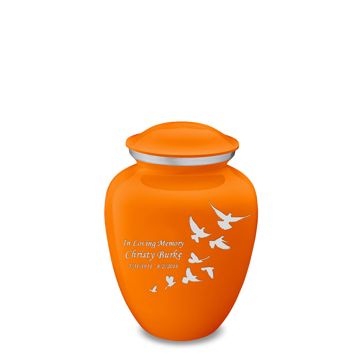 Medium Embrace Burnt Orange Doves Cremation Urn