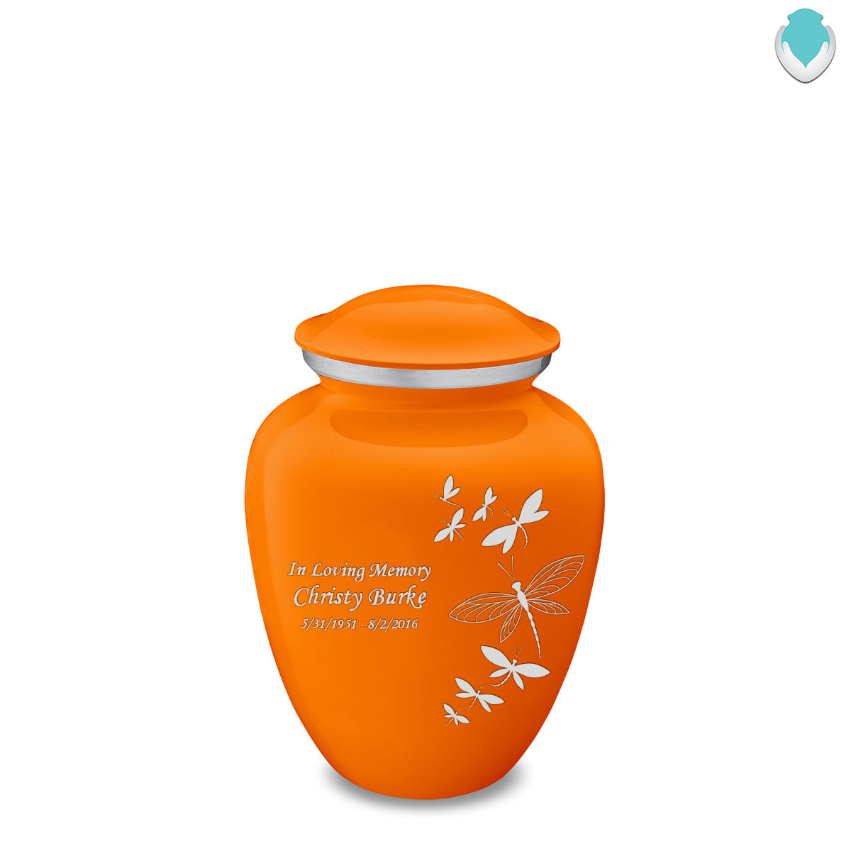 Medium Embrace Burnt Orange Dragonflies Cremation Urn