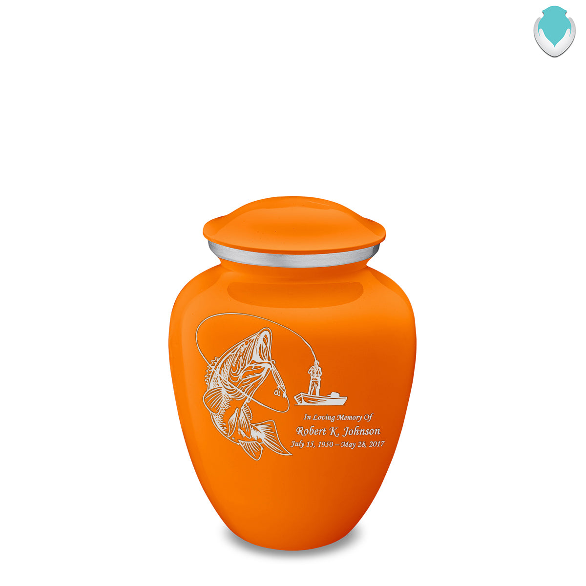 Medium Embrace Burnt Orange Fishing Cremation Urn