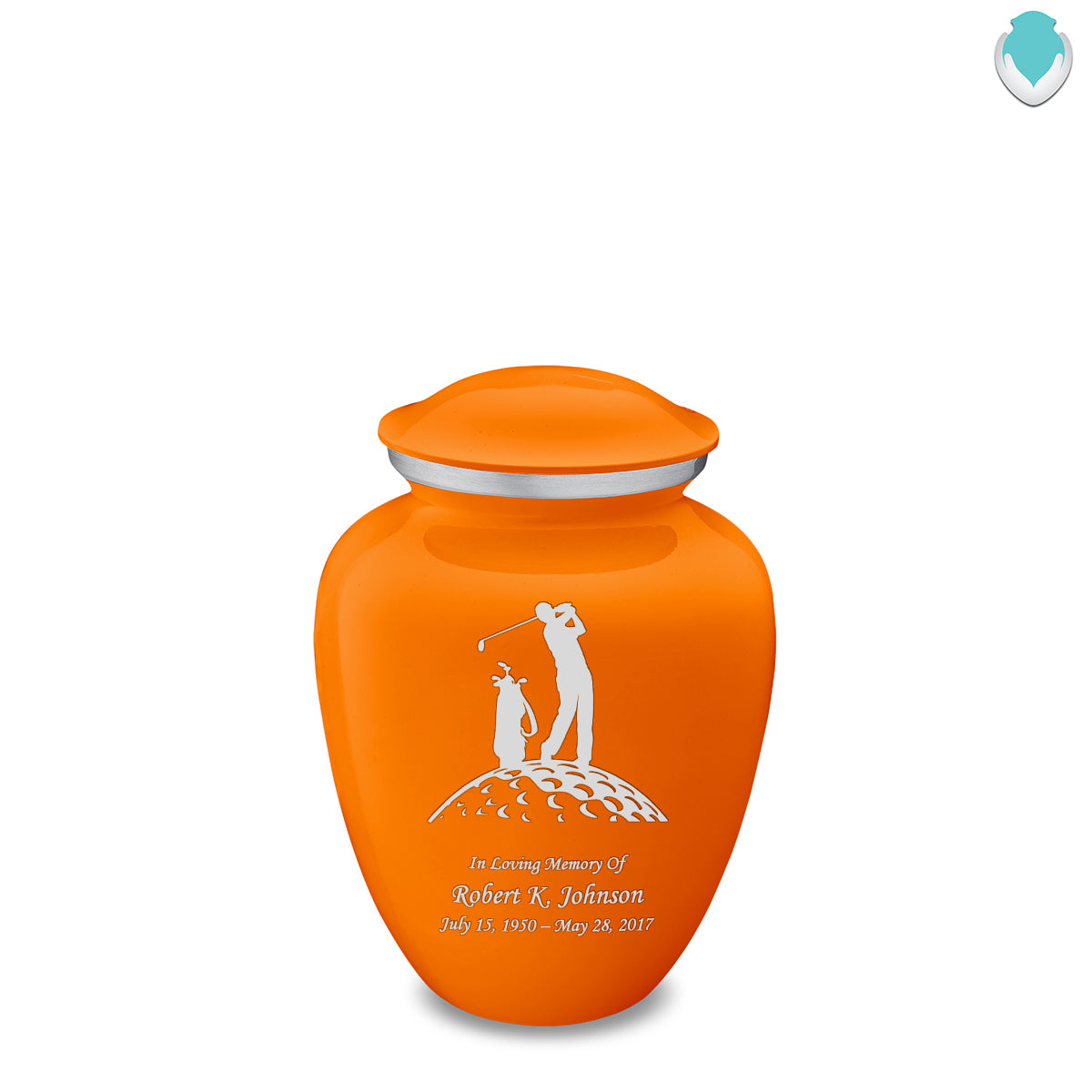 Medium Embrace Burnt Orange Golfer Cremation Urn