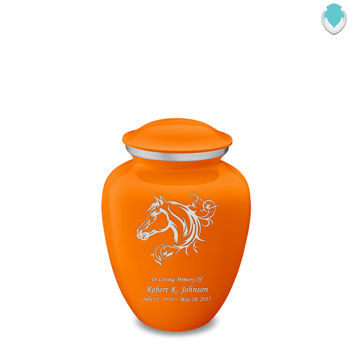 Medium Embrace Burnt Orange Horse Cremation Urn