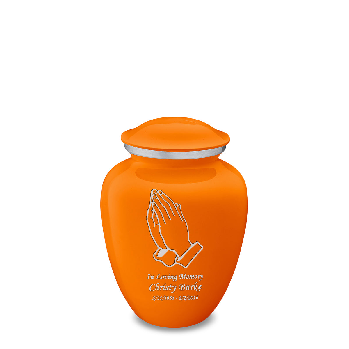 Medium Embrace Burnt Orange Praying Hands Cremation Urn