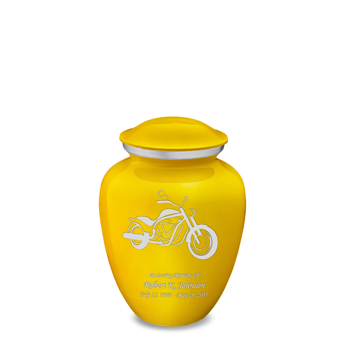 Medium Embrace Yellow Motorcycle Cremation Urn
