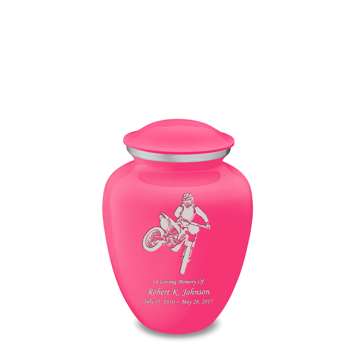 Medium Embrace Bright Pink Dirt Bike Cremation Urn