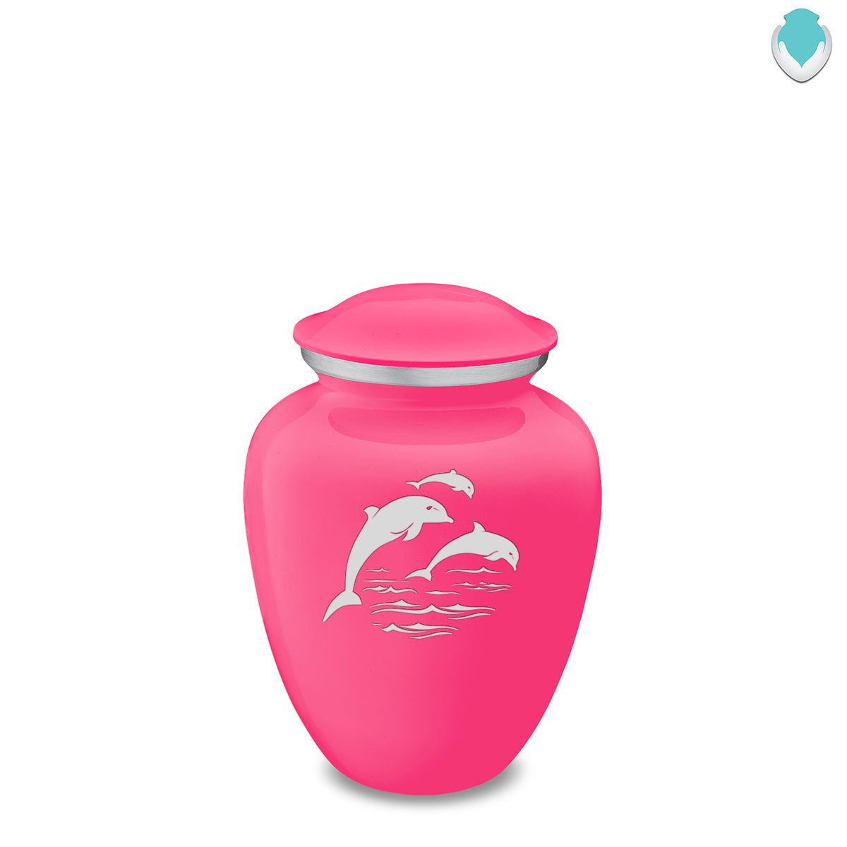 Medium Embrace Bright Pink Dolphins Cremation Urn