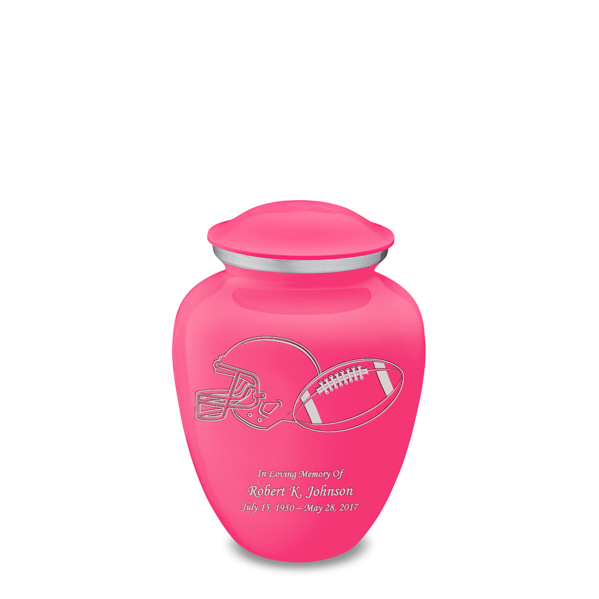 Medium Embrace Bright Pink Football Cremation Urn