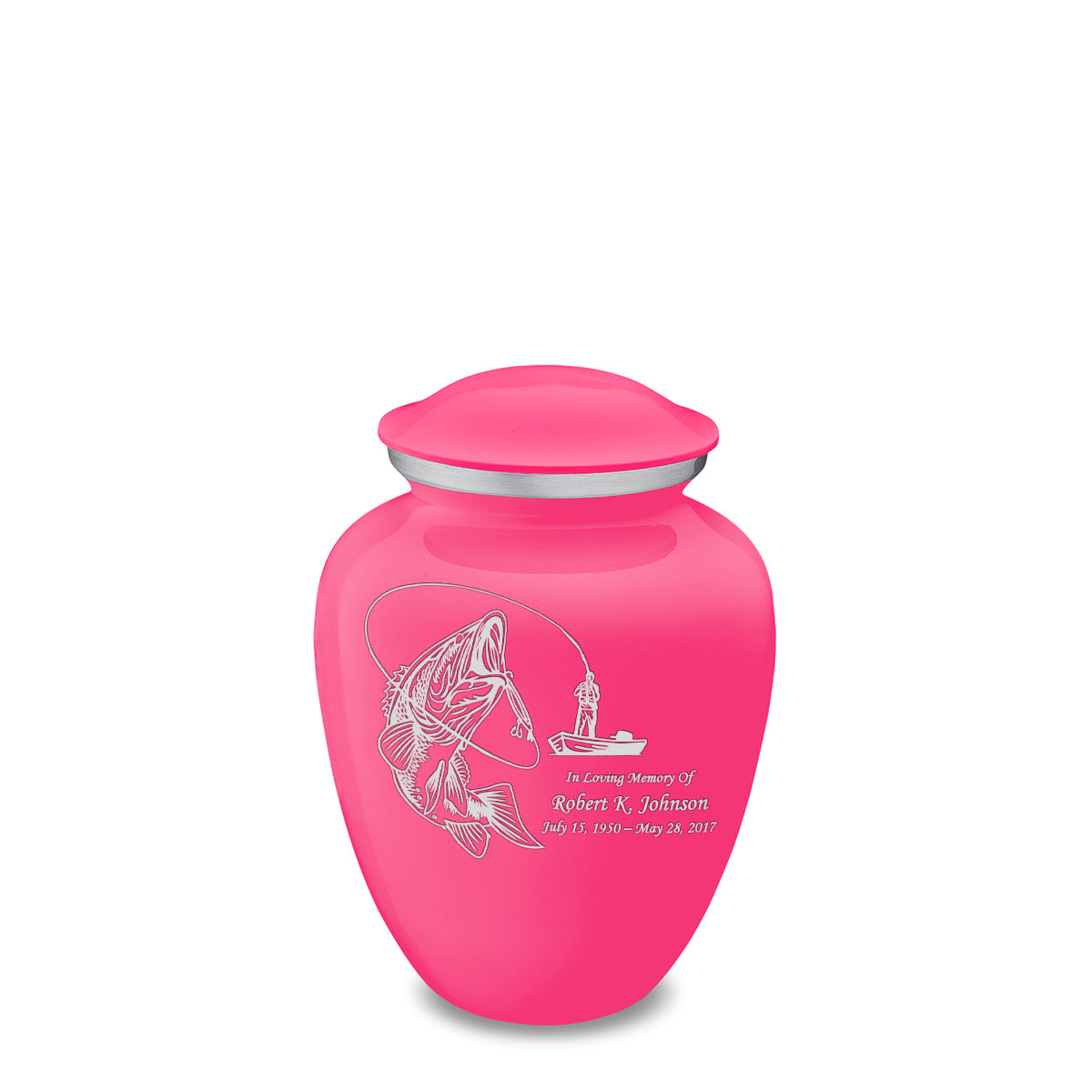 Medium Embrace Bright Pink Fishing Cremation Urn