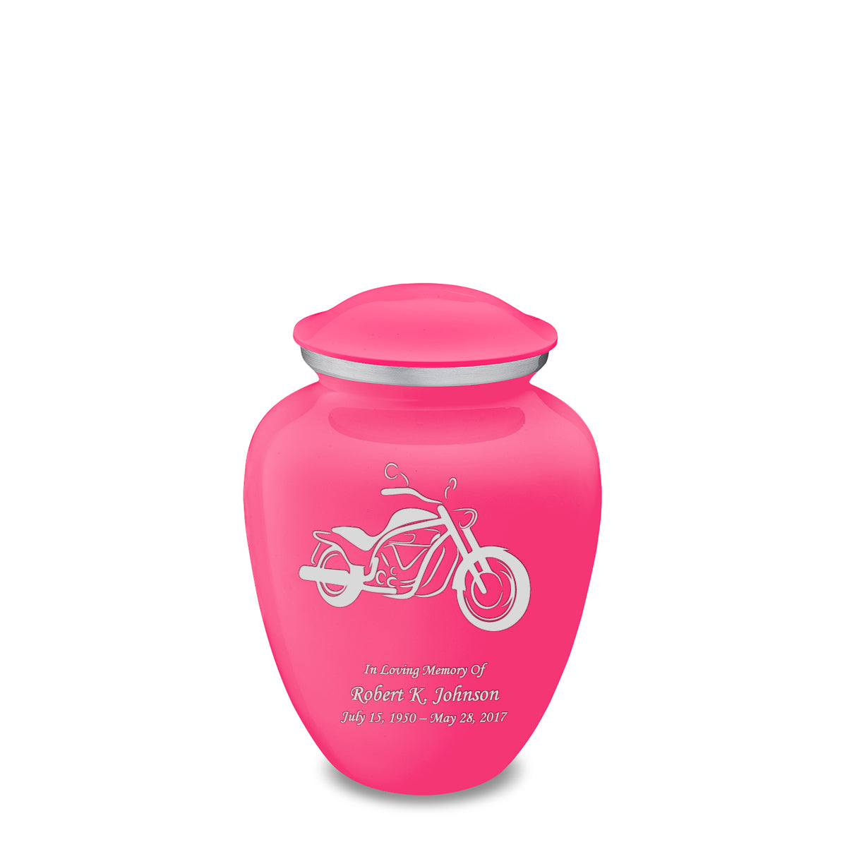 Medium Embrace Bright Pink Motorcycle Cremation Urn