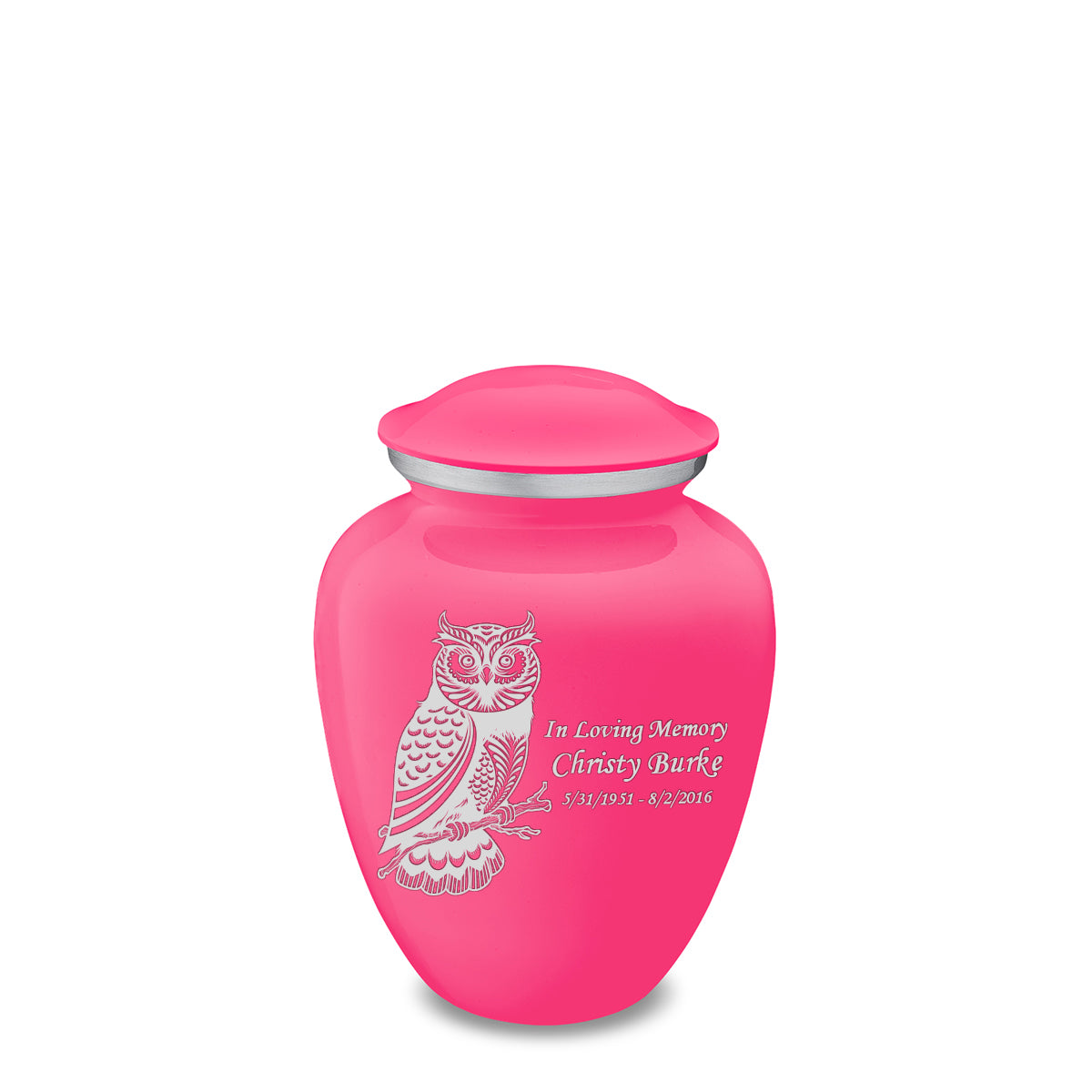 Medium Embrace Bright Pink Owl Cremation Urn