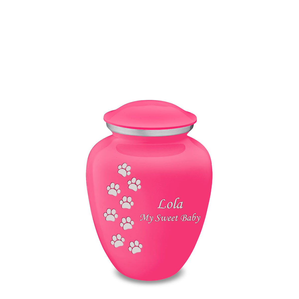 Medium Embrace Bright Pink Walking Paws Pet Cremation Urn