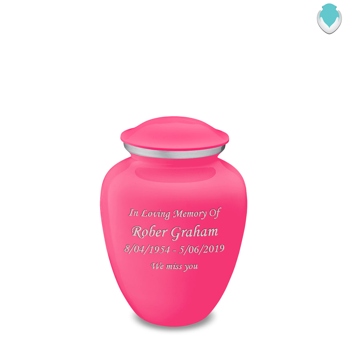 Medium Embrace Bright Pink Custom Engraved Cremation Urn