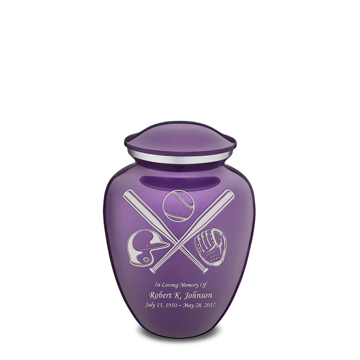 Medium Embrace Purple Baseball Cremation Urn