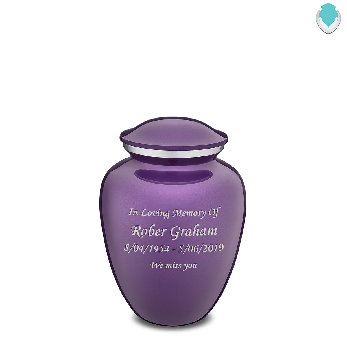 Medium Embrace Purple Custom Engraved Cremation Urn