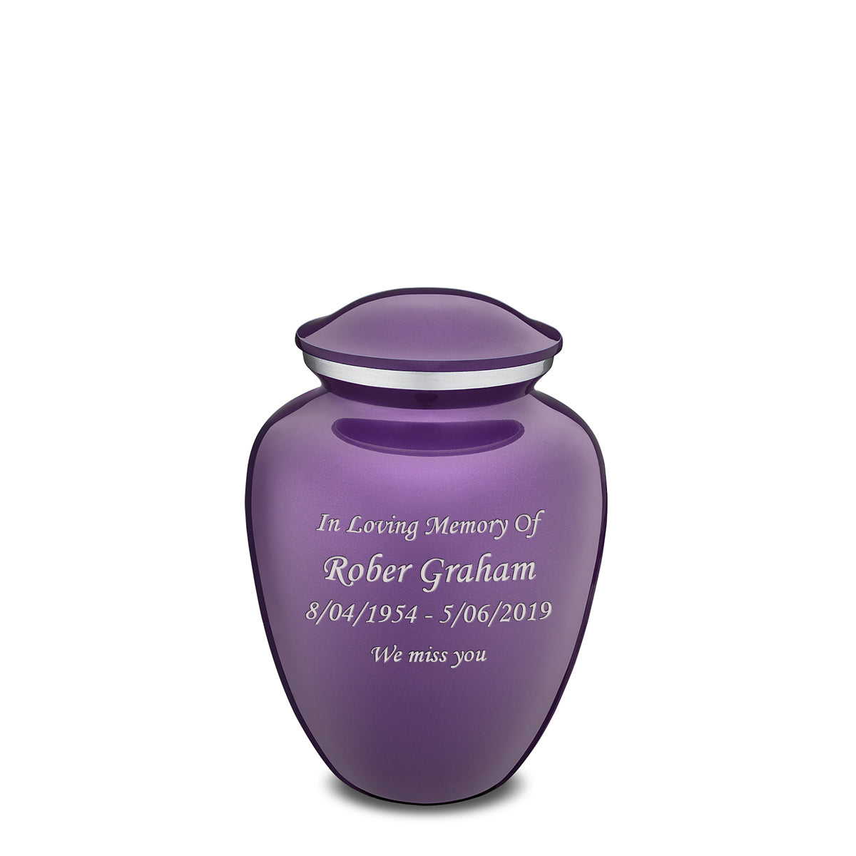 Medium Embrace Purple Custom Engraved Cremation Urn