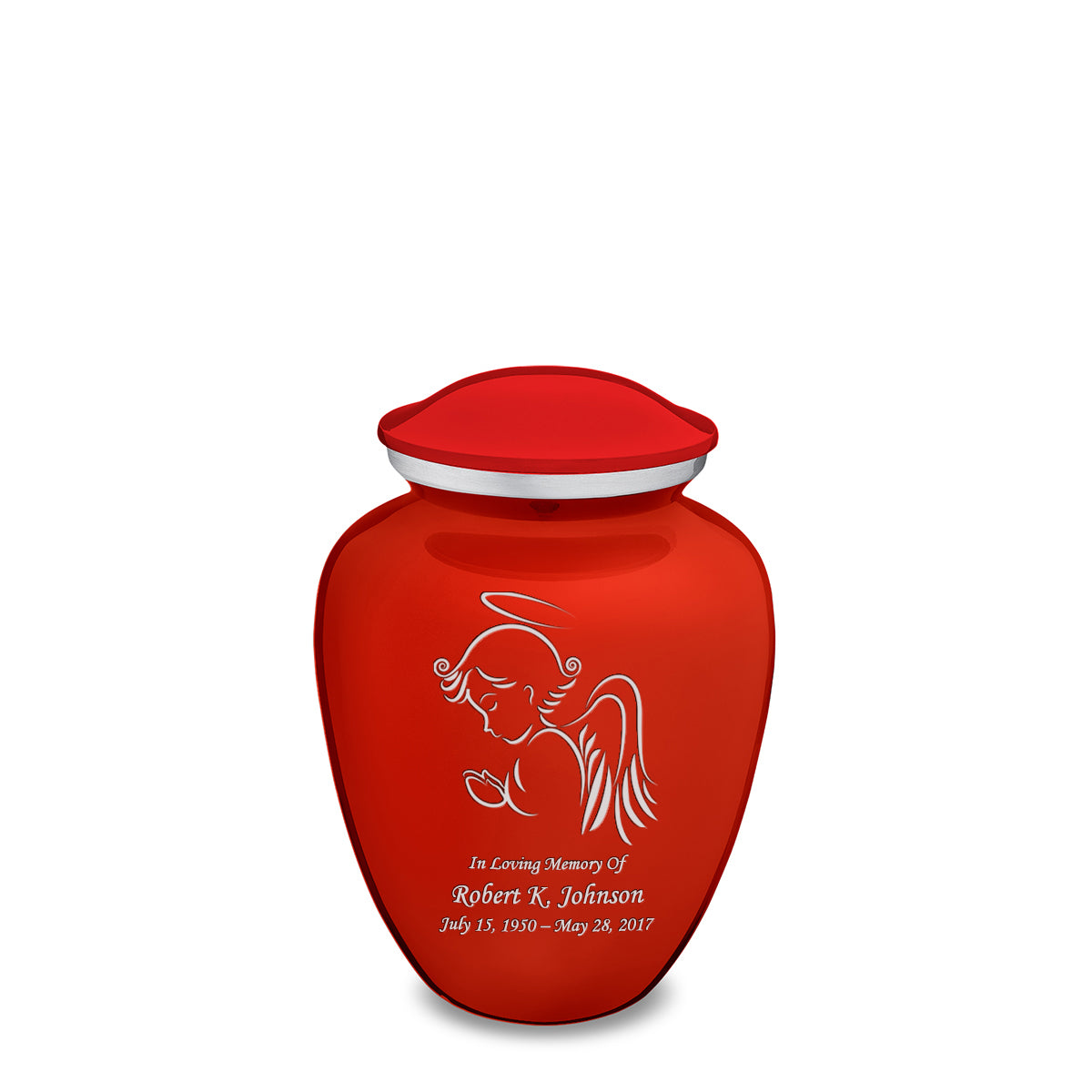 Medium Embrace Bright Red Angel Cremation Urn