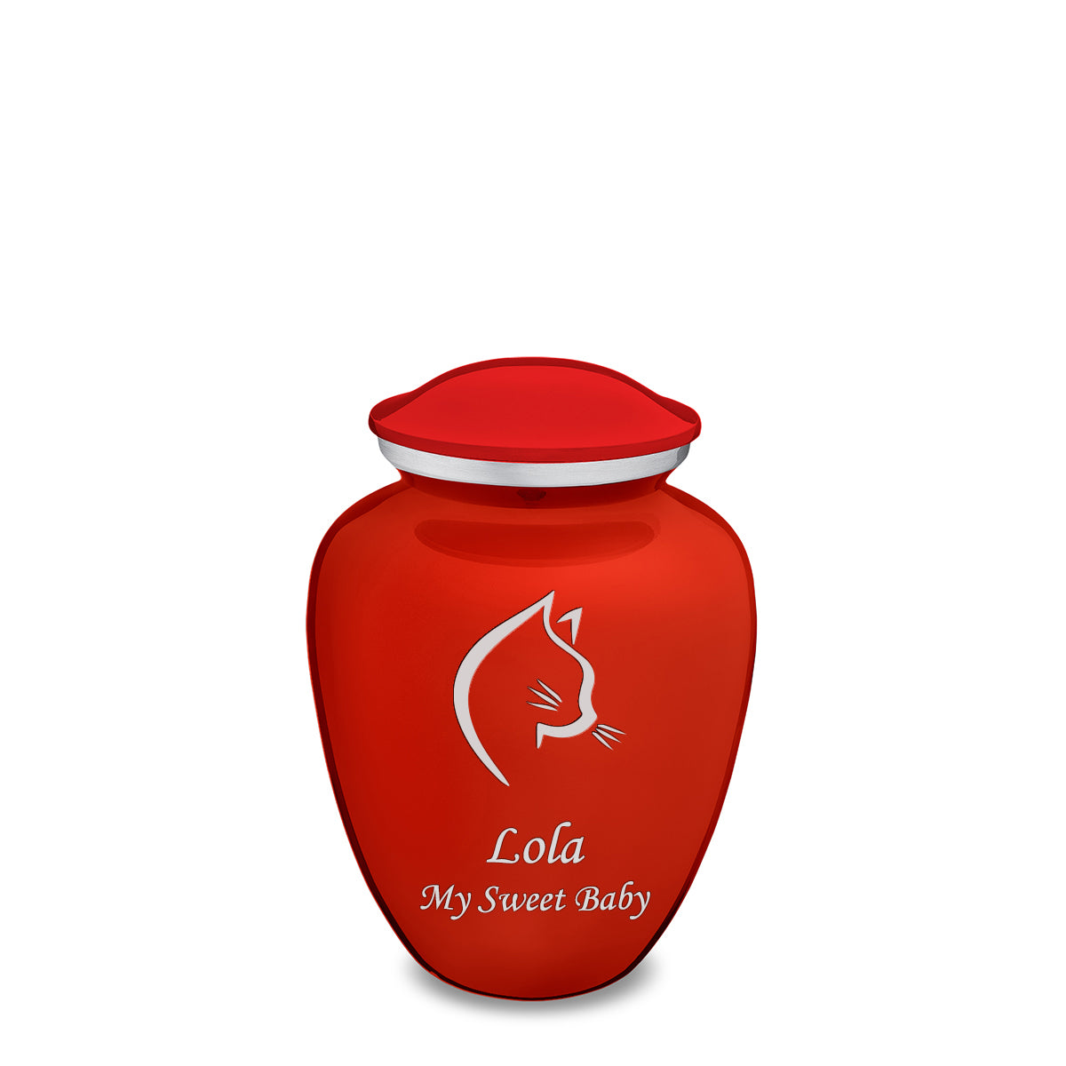 Medium Embrace Bright Red Cat Pet Cremation Urn