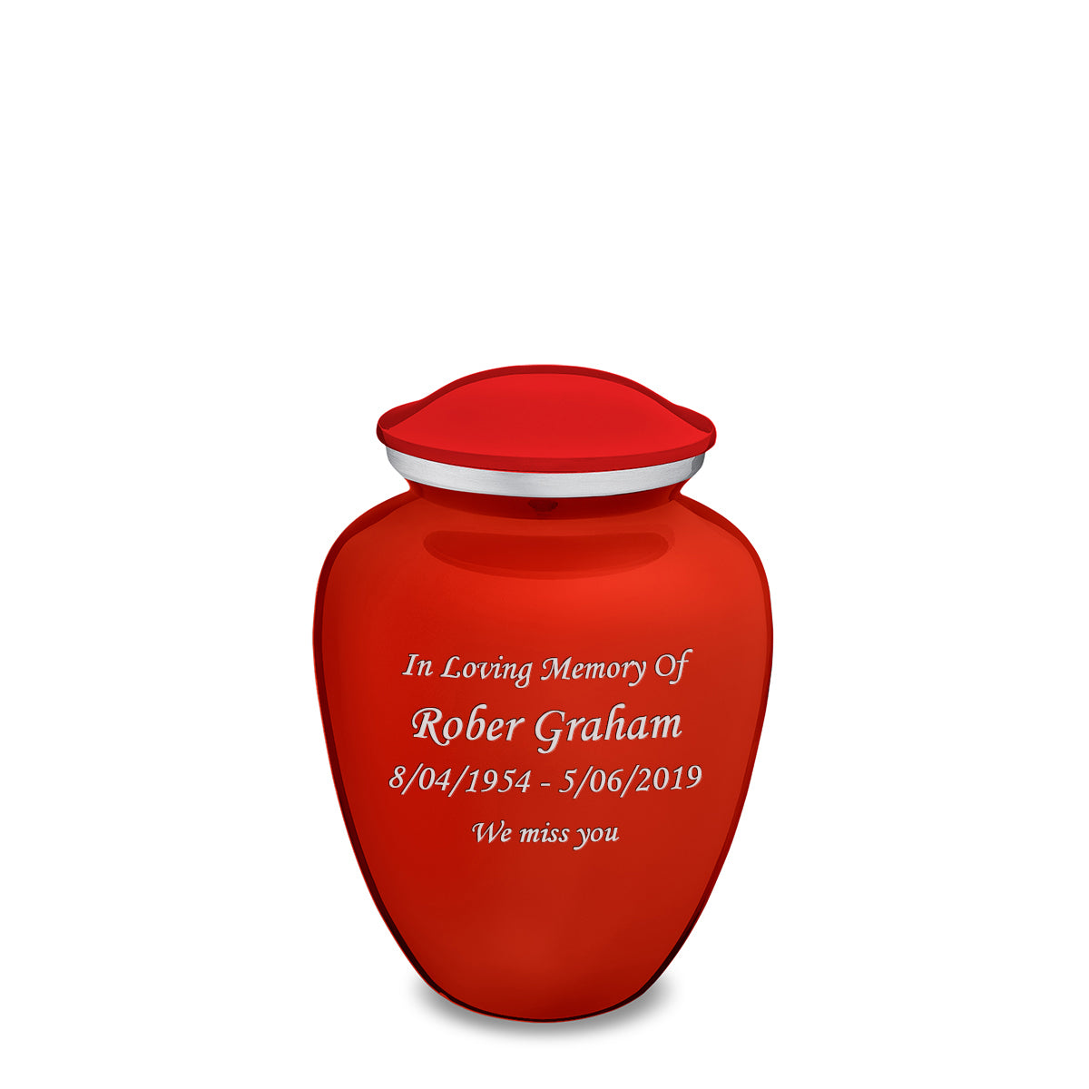 Medium Embrace Bright Red Custom Engraved Cremation Urn