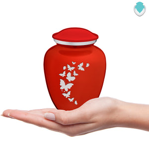 Medium Embrace Bright Red Butterfly Cremation Urn