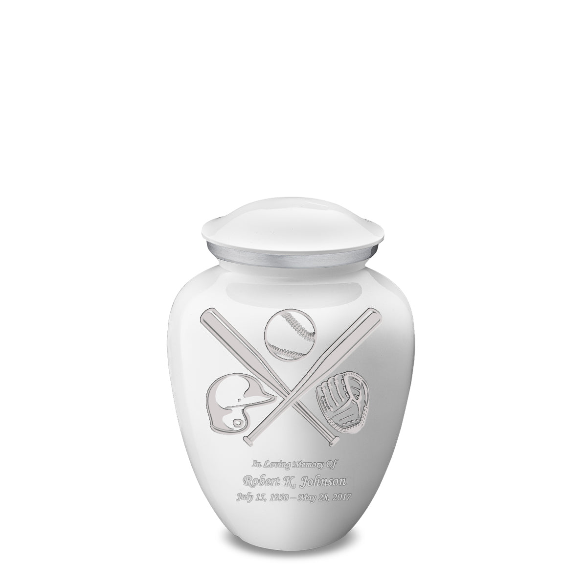 Medium Embrace White Baseball Cremation Urn