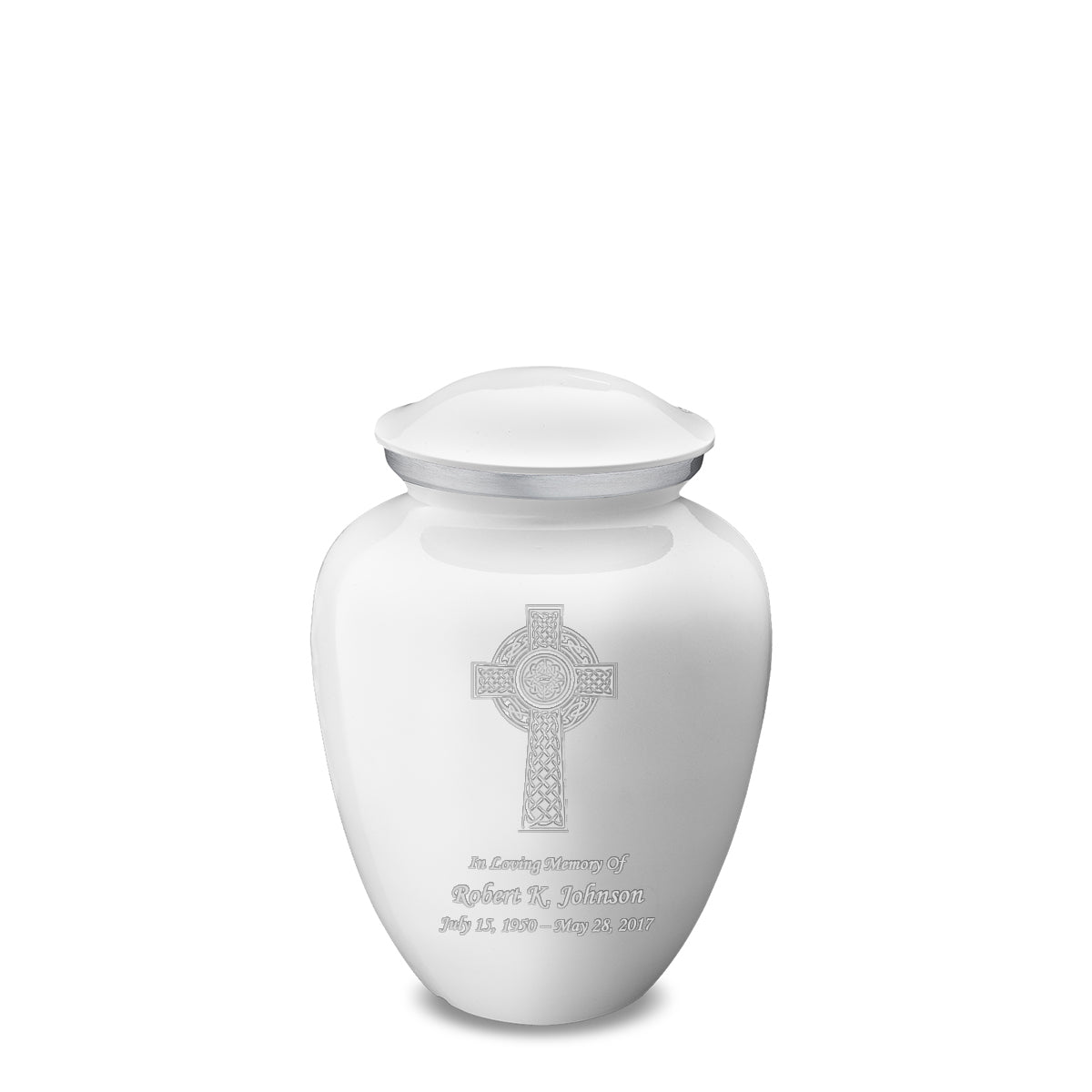Medium Embrace White Celtic Cross Cremation Urn
