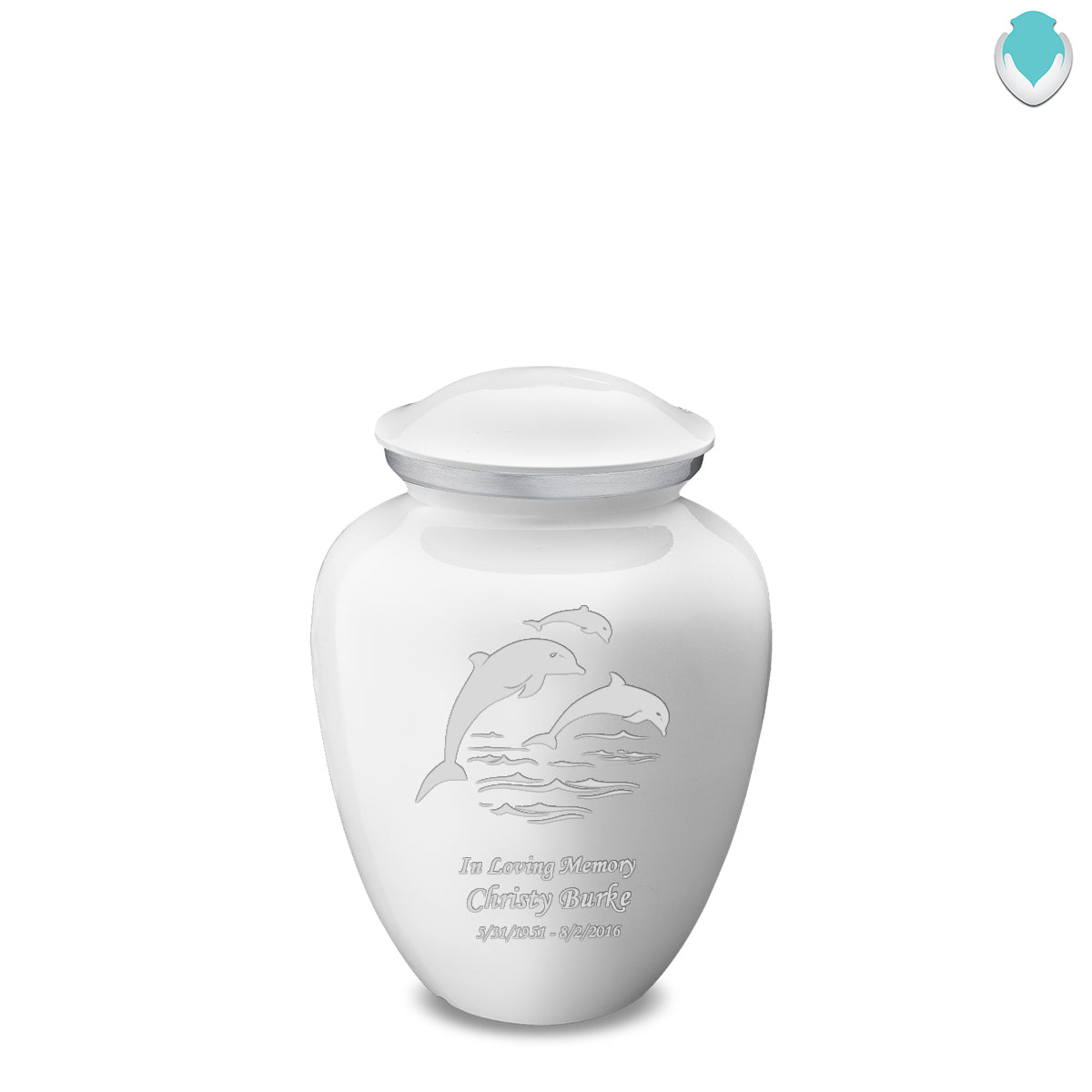 Medium Embrace White Dolphins Cremation Urn