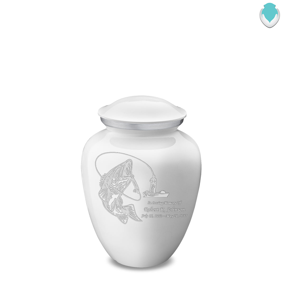 Medium Embrace White Fishing Cremation Urn