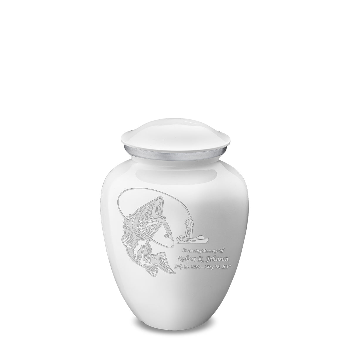 Medium Embrace White Fishing Cremation Urn