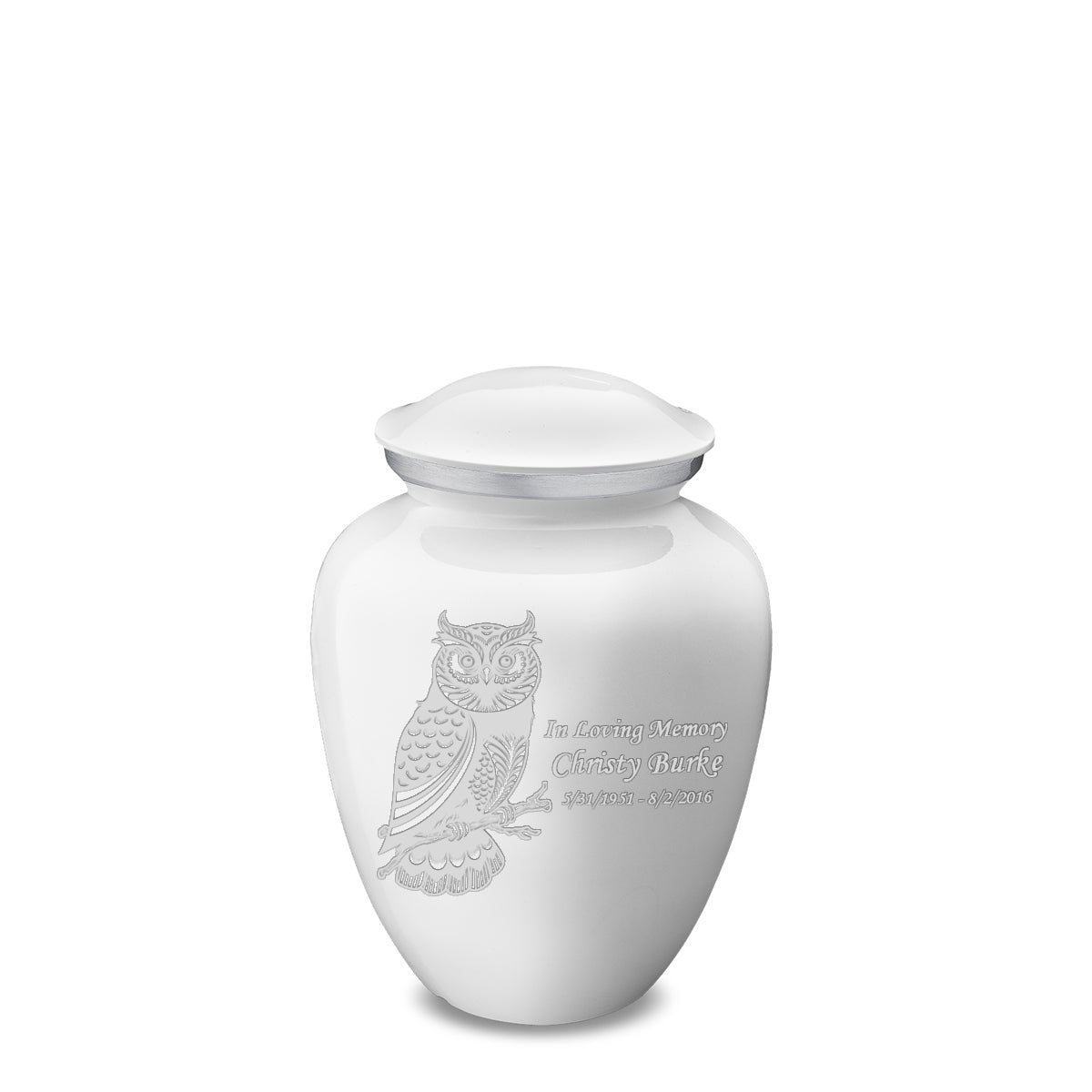 Medium Embrace White Owl Cremation Urn