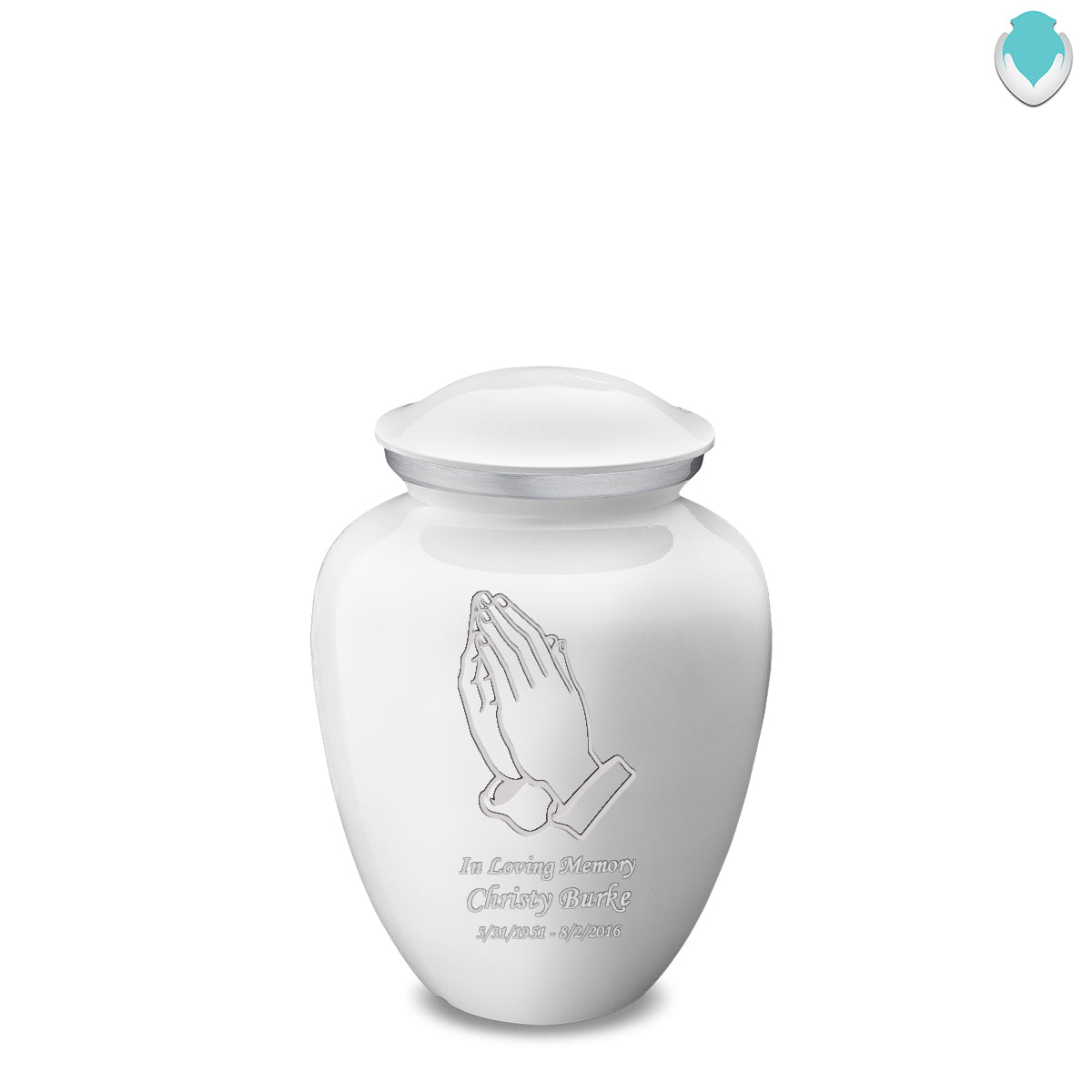 Medium Embrace White Praying Hands Cremation Urn